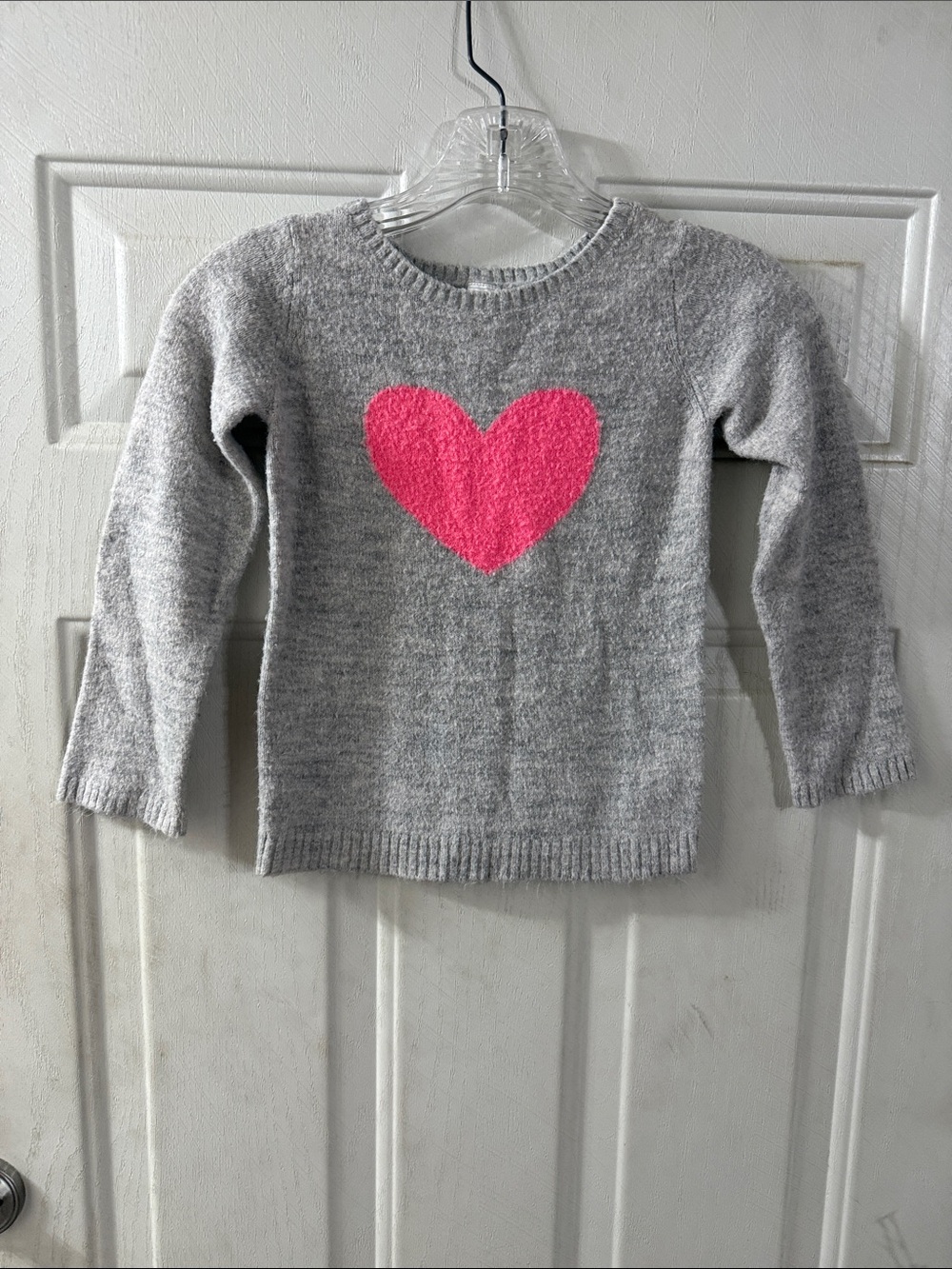 Carter's Gray Knit Sweater with Bright Pink Heart